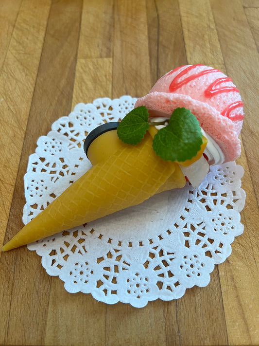 Strawberry Cone Ice cream with Fruit