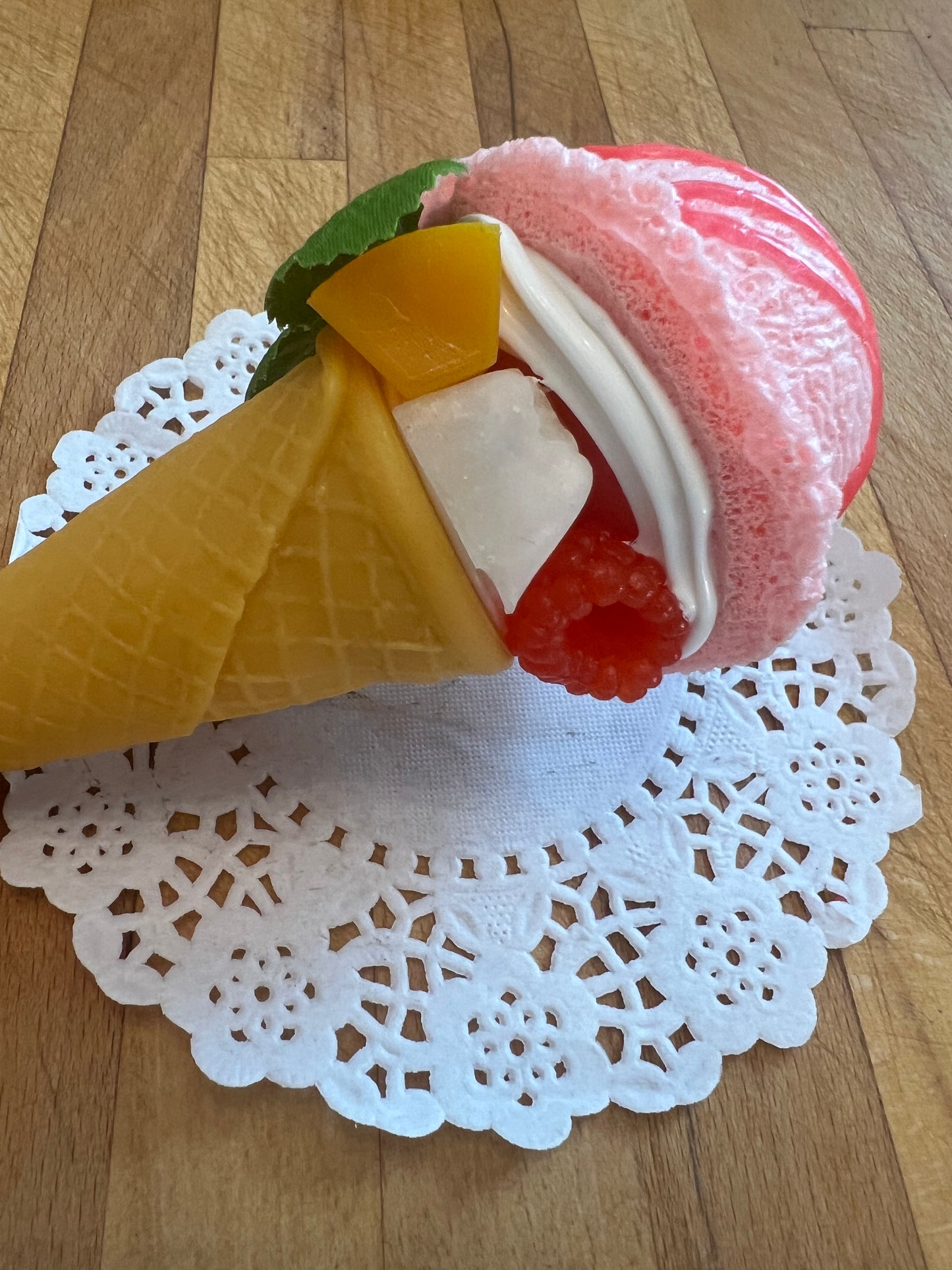 Strawberry Cone Ice cream with Fruit