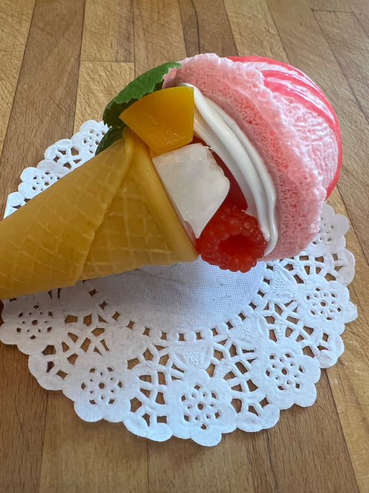 Strawberry Cone Ice cream with Fruit