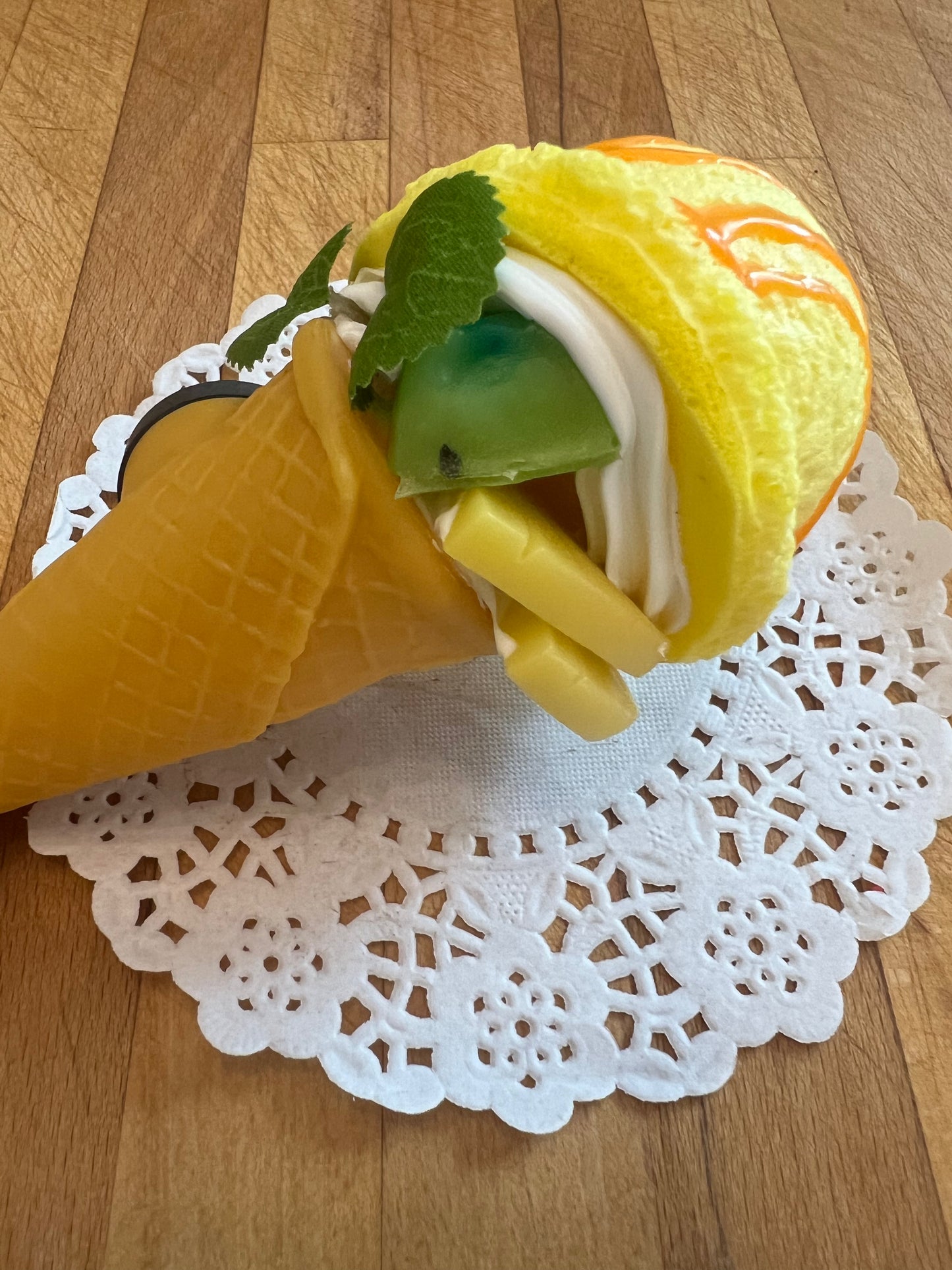 Mango Cone Ice cream with Fruit