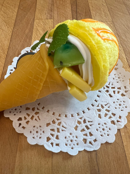 Mango Cone Ice cream with Fruit