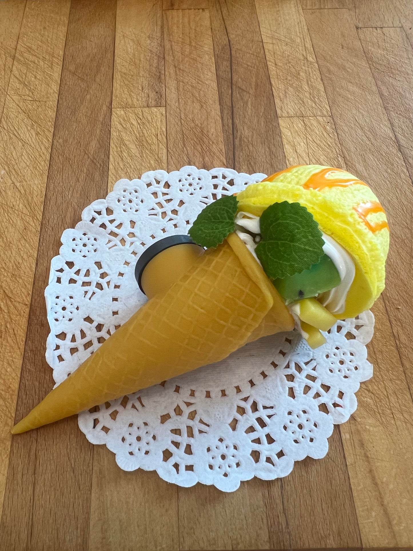 Mango Cone Ice cream with Fruit