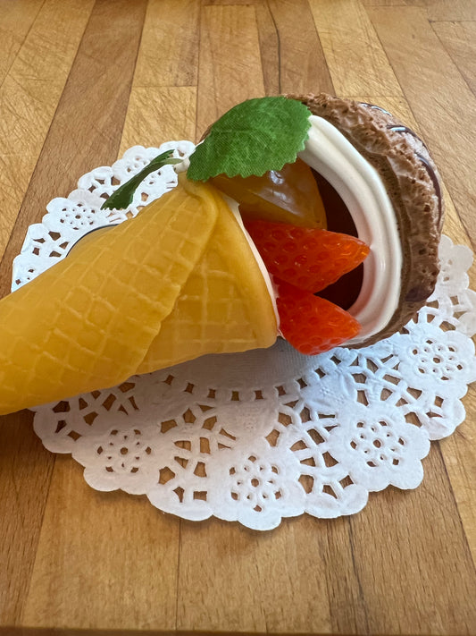 Chocolate Cone Ice cream with Fruit