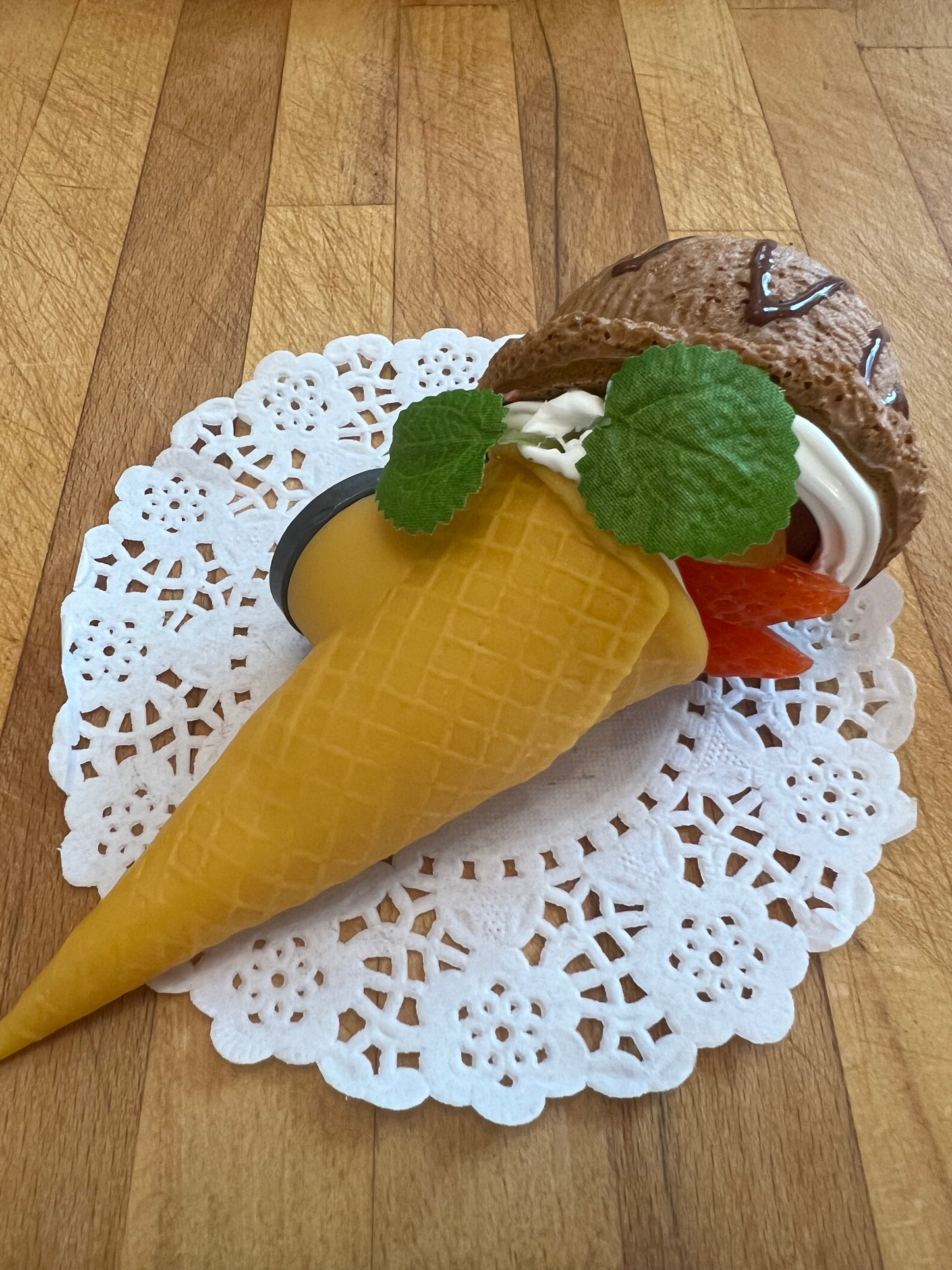 Chocolate Cone Ice cream with Fruit