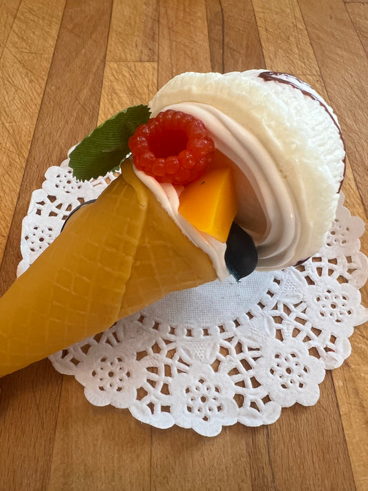 Vanilla Cone Ice cream with Fruit