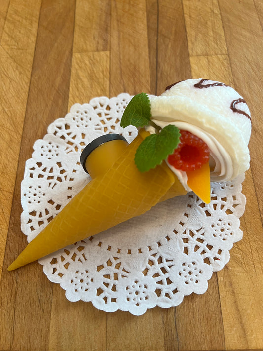 Vanilla Cone Ice cream with Fruit